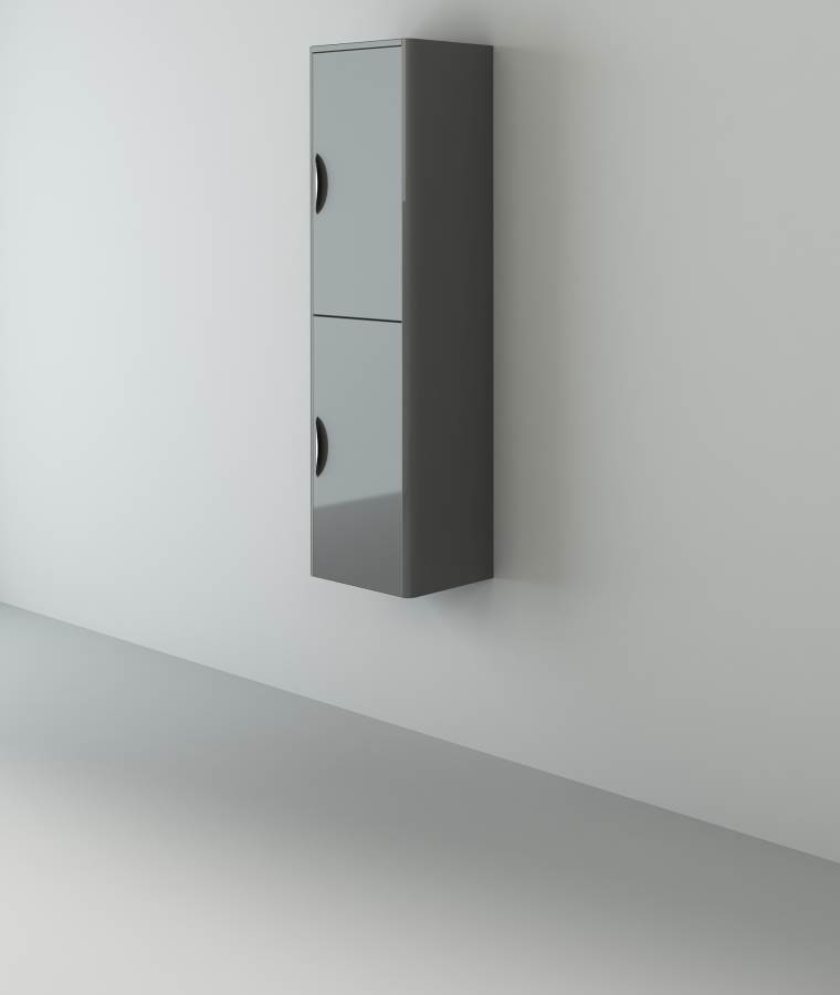Apollo Grey Gloss Tall Wall-hung unit 1400x400x300 (HxWxD)