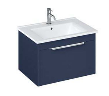 Shoreditch 650mm Wall Hung Single Drawer Unit with Origin Round Basin-Matt Blue