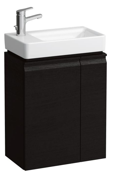 Vanity unit, 1 door, left hinged, shelf right, open-sided, matches washbasin 815955 - WENGE