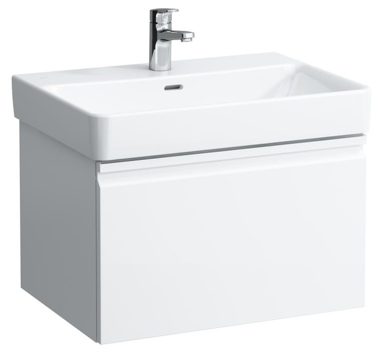 Vanity unit 615 x 450 x 390 mm, 1 drawer and interior drawer, incl. drawer organiser, matches washbasin 810964- WHITE GLOSSY