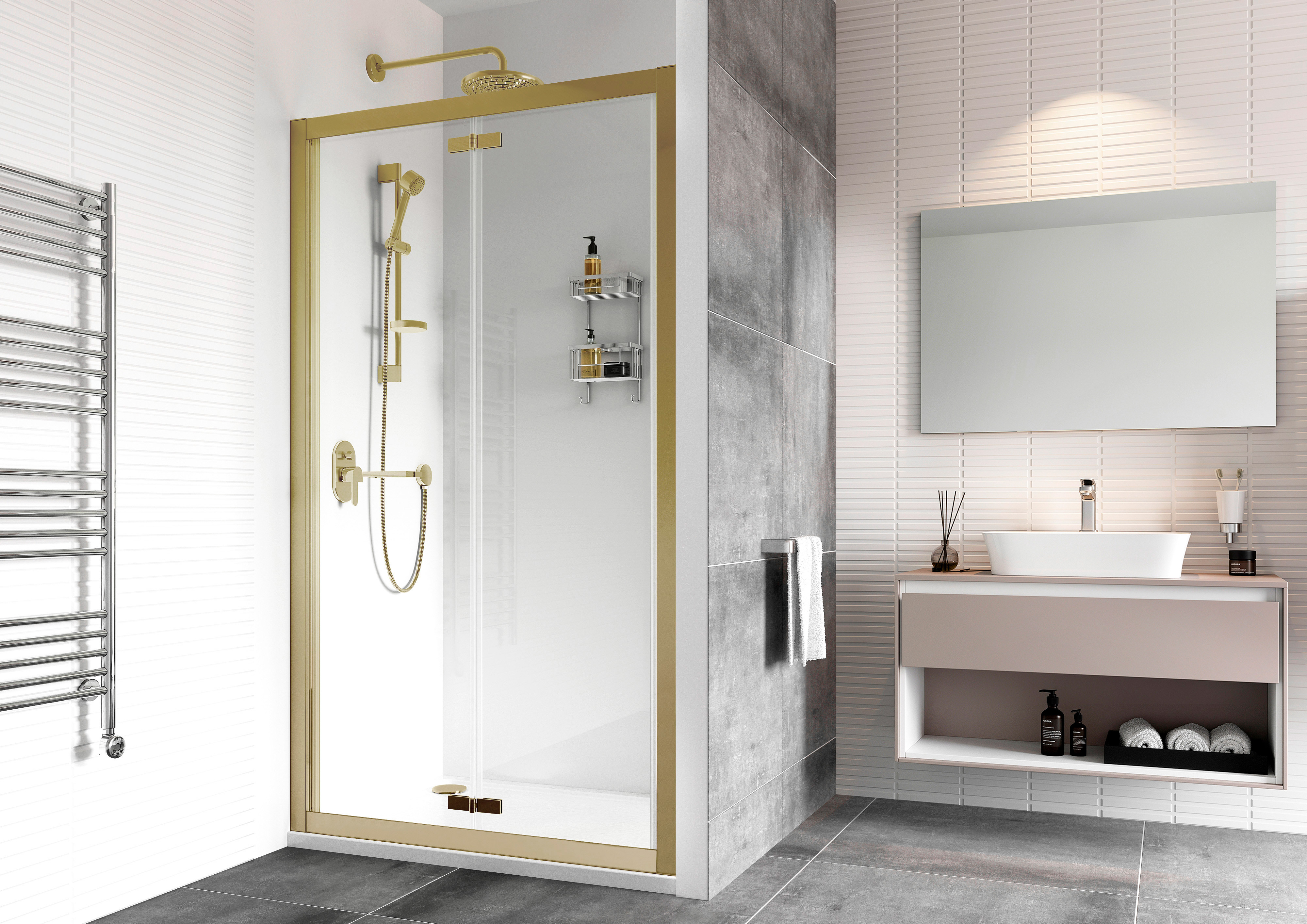 Haven8 Bi-Fold Door Shower Enclosure 1000mm - Matt Black