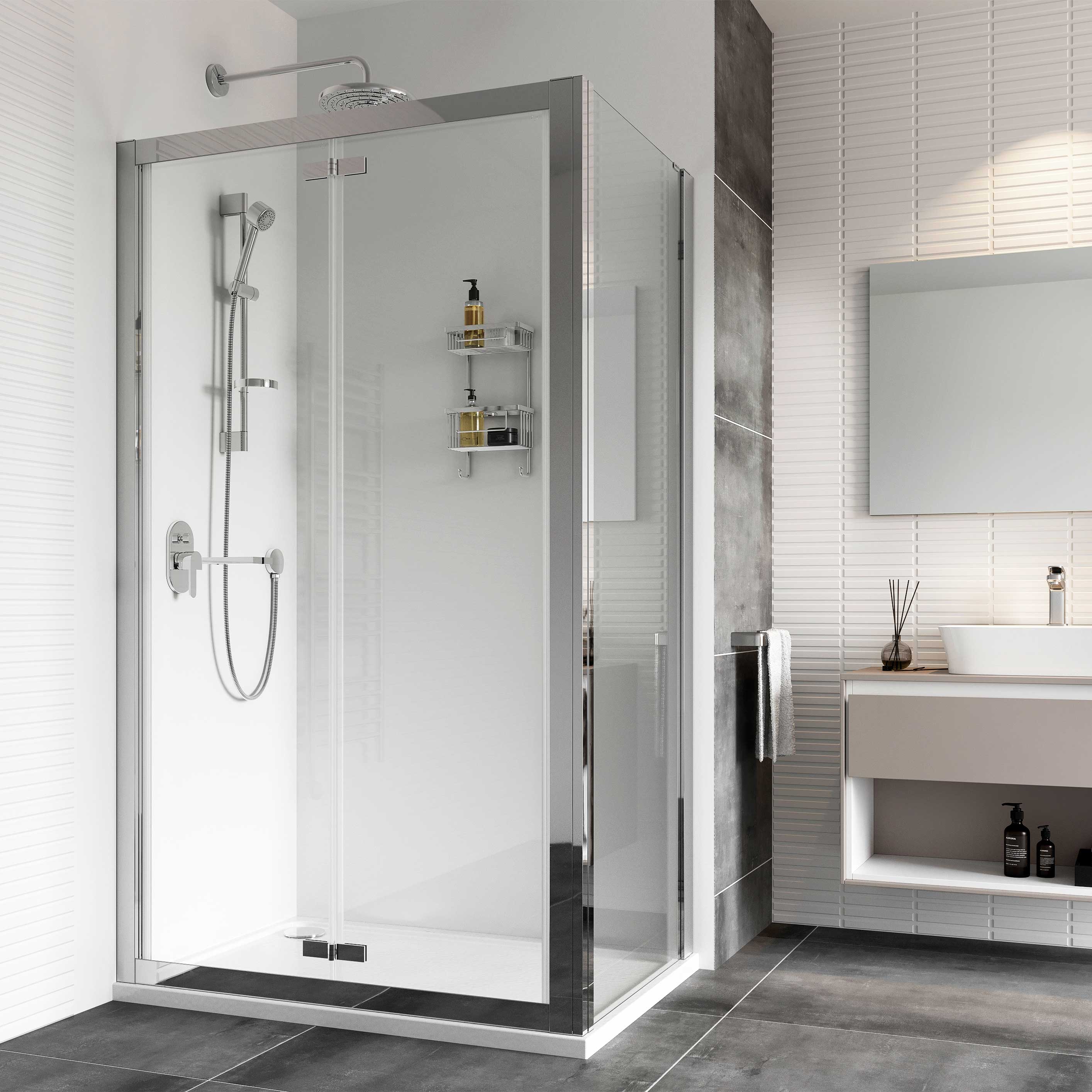Haven8 Bi-Fold Door Shower Enclosure 760mm - Polished Chrome