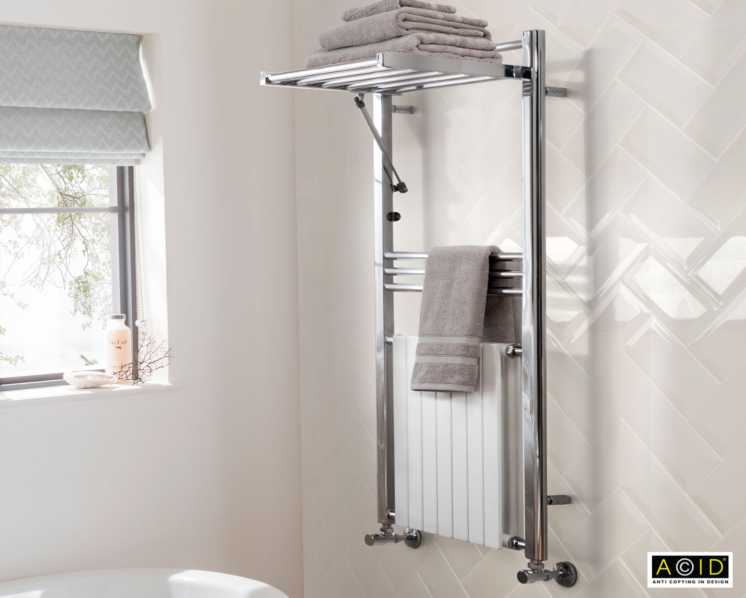 Contemporary Harmonique Duo Towel Rail Heating-Chrome 1200x500