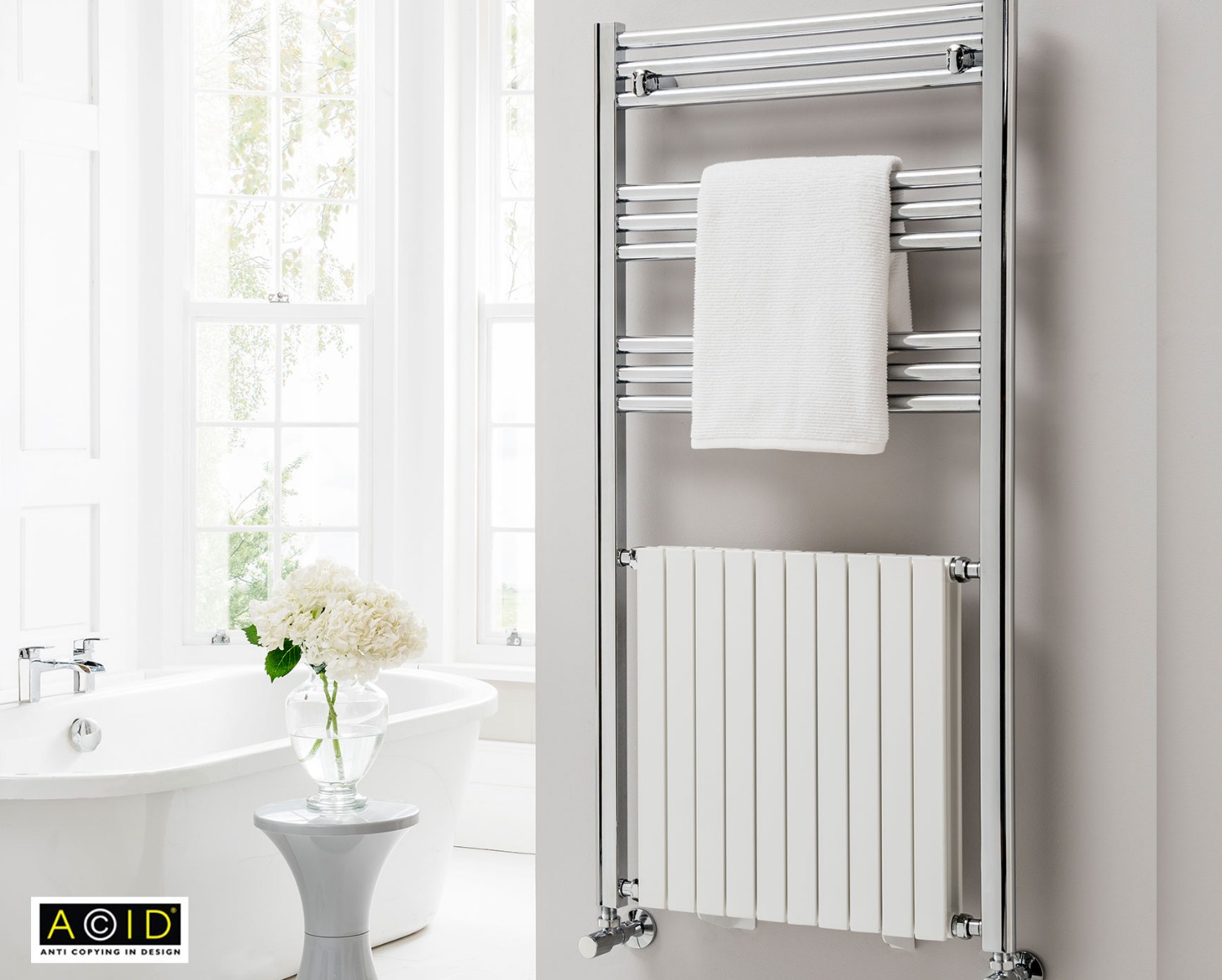 Contemporary Harmonique Towel Rail Electric-Chrome 1200x500