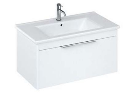 Shoreditch 850mm Wall Hung Single Drawer Unit with Note Square Basin-Matt White