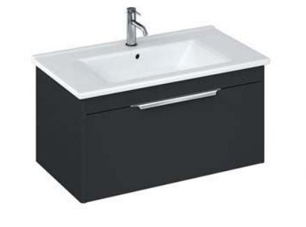Shoreditch 850mm Wall Hung Single Drawer Unit with Note Square Basin-Matt Grey