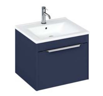 Shoreditch 550mm Wall Hung Single Drawer Unit with Note Square Basin-Matt Blue