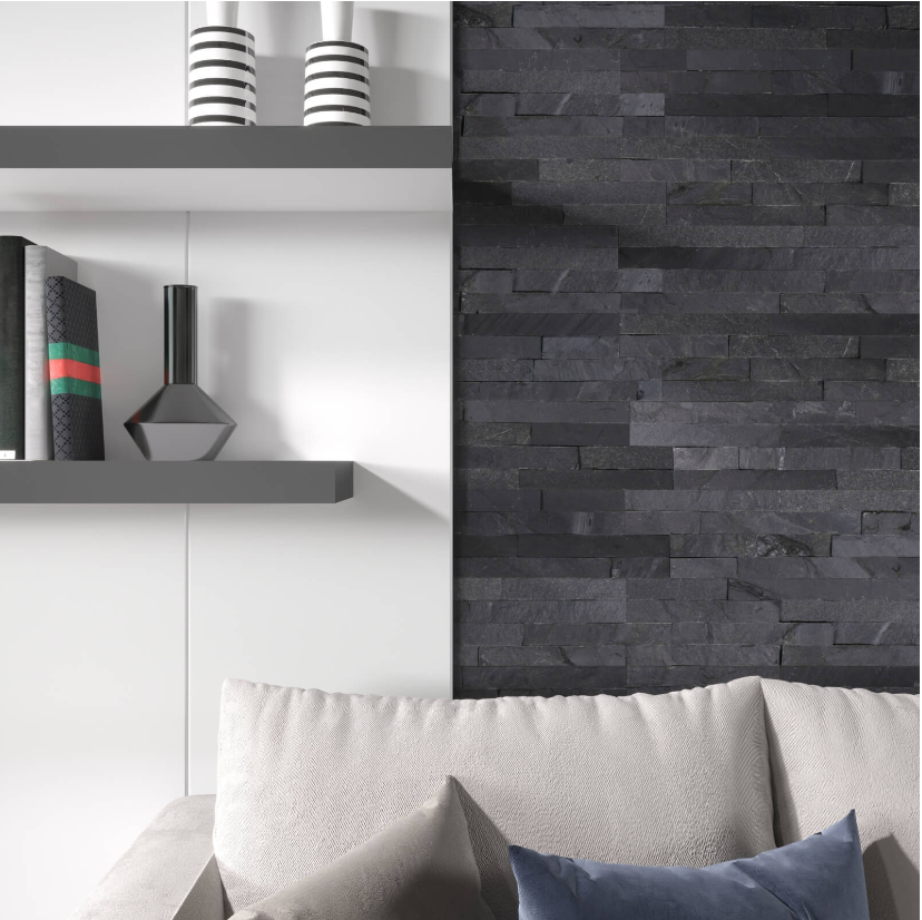 Imperial Black Riven Cladding (Slate) 100x400 (100x350)- Price per m2