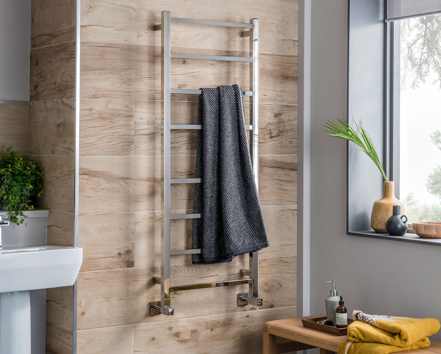 Contemporary Ideal Towel Rail Heating Only -Polished Stainless Steel 900x500