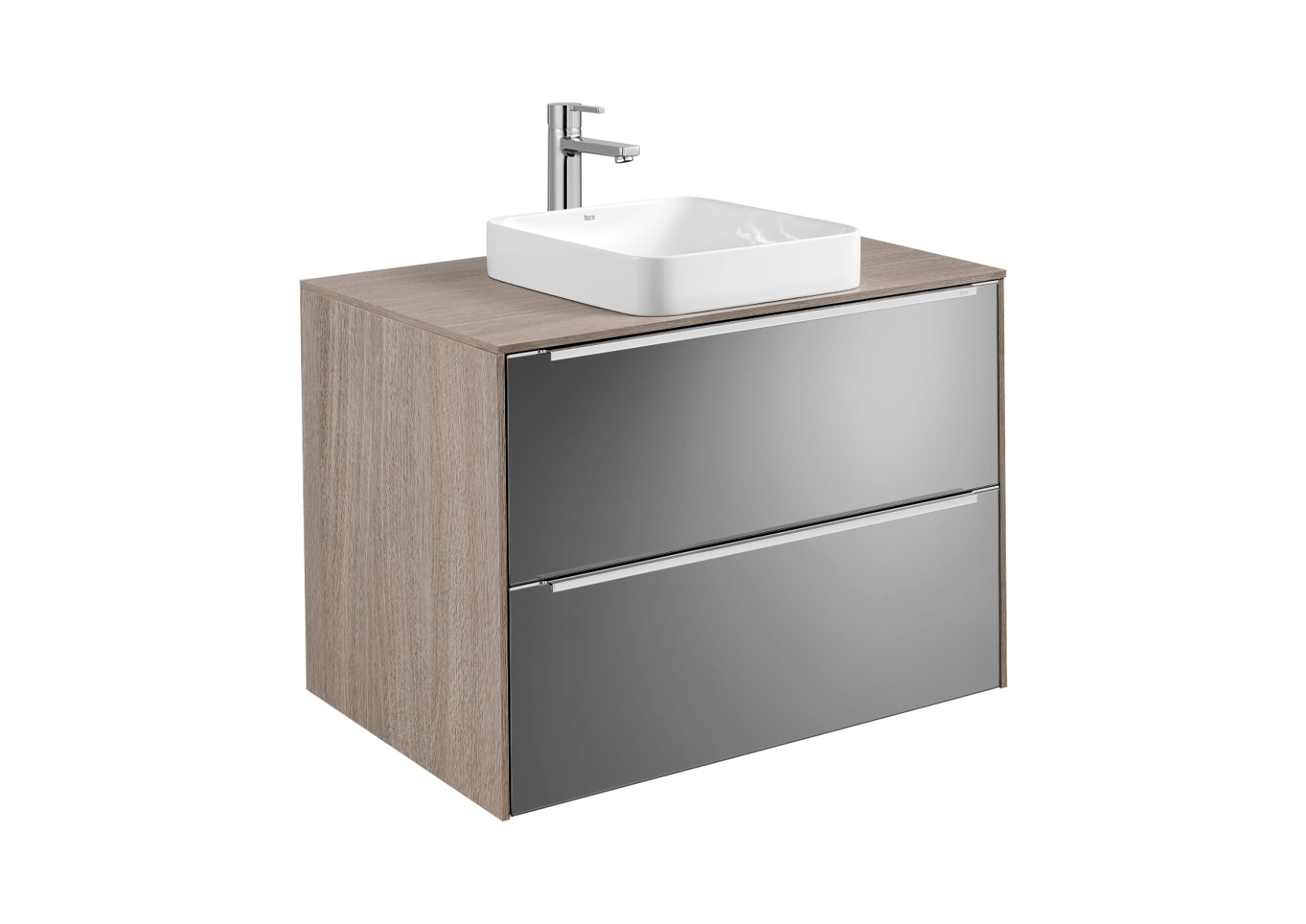 A857001403 + A857027402 Base unit for Square In Countertop basin CITY OAK / DARK MIRROR