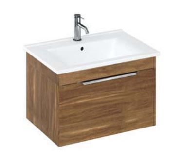 Shoreditch 650mm Wall Hung Single Drawer Unit with Origin Round Basin-Caramel