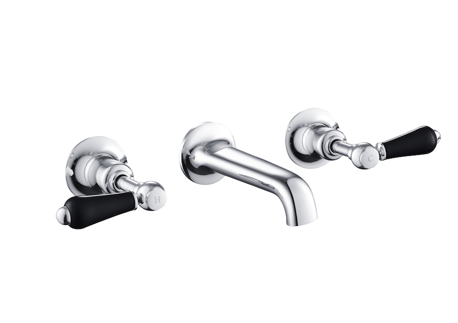 JTP - Grosvenor Black Lever 3 Hole Basin Mixer