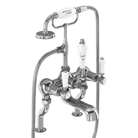 Kensington Bath Shower Mixer Deck Mounted KE15-Quarter turn with White accent