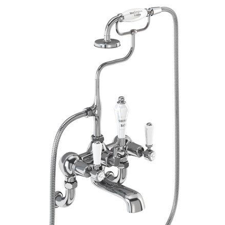 Kensington Bath Shower Mixer Wall Mounted KE17-Quarter turn with White accent