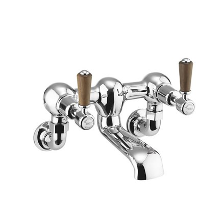 Kensington Bath Filler Wall Mounted KE24-Quarter turn with Walnut accent