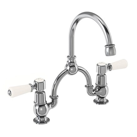 Kensington 2 Tap Hole Arch Mixer with Curved Spout (230mm centres)KE28-QT-Quarter turn with Medici accent