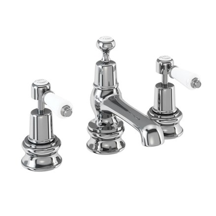 Kensington Regent 3 Tap Hole Mixer with Pop-up Waste Quarter turn with White accent