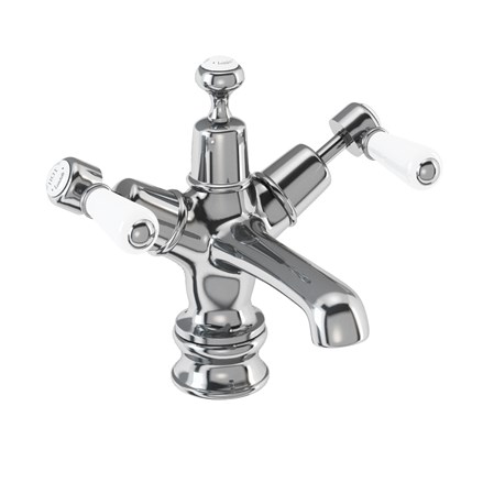 Kensington Regent Basin Mixer with Click-Clack Waste KER6-Quarter turn with White accent