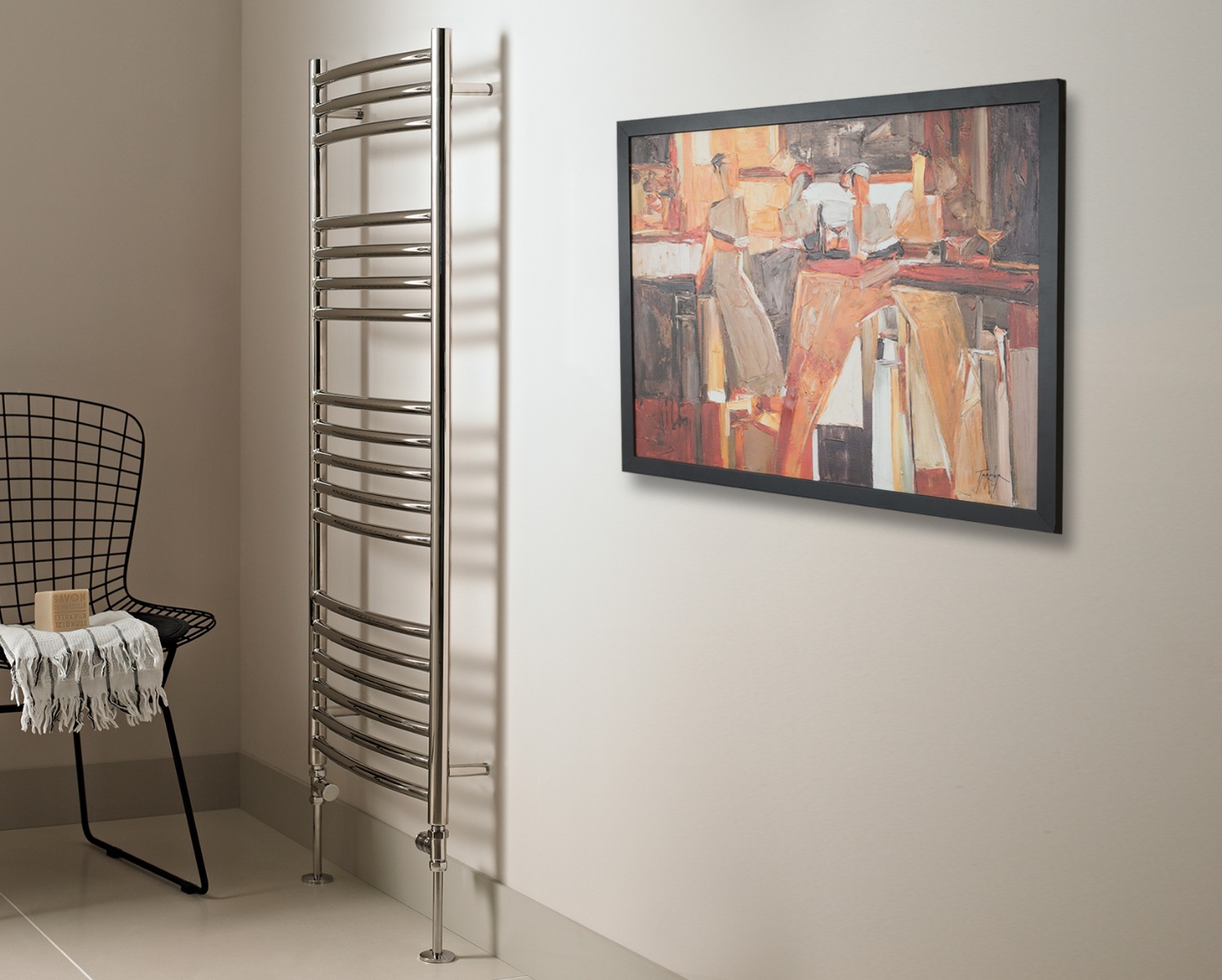 Ladder Rails Kerve Heating Only - Polished Stainless Steel 1200x600