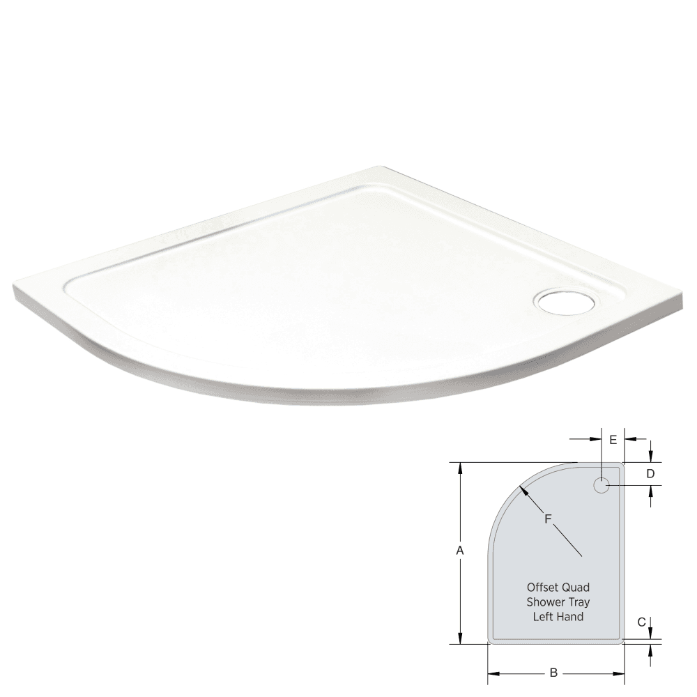 K-Vit 900 x 800mm LH Quadrant Low Profile Tray