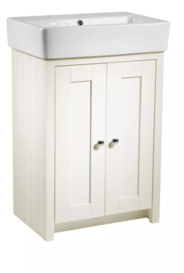Lansdown 575 Freestanding Unit & Basin - Linen White