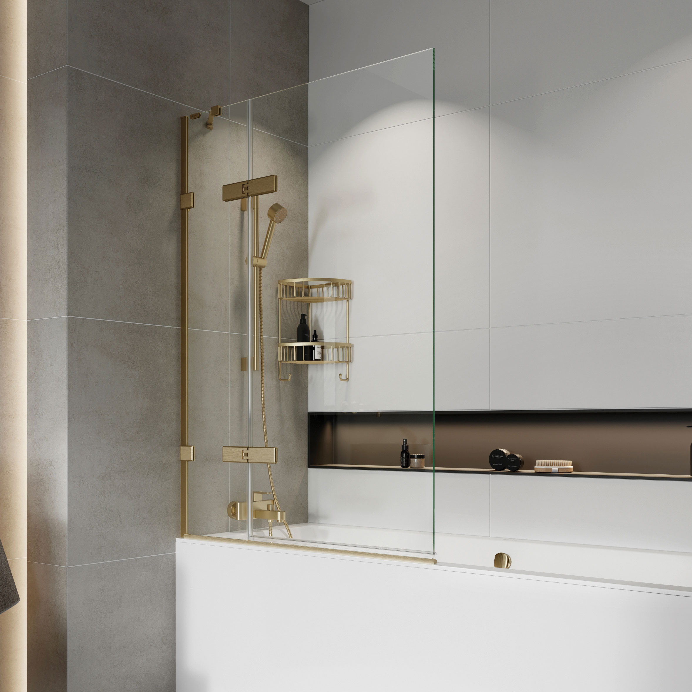 Liberty Hinged Bath Screen with In-Line Panel