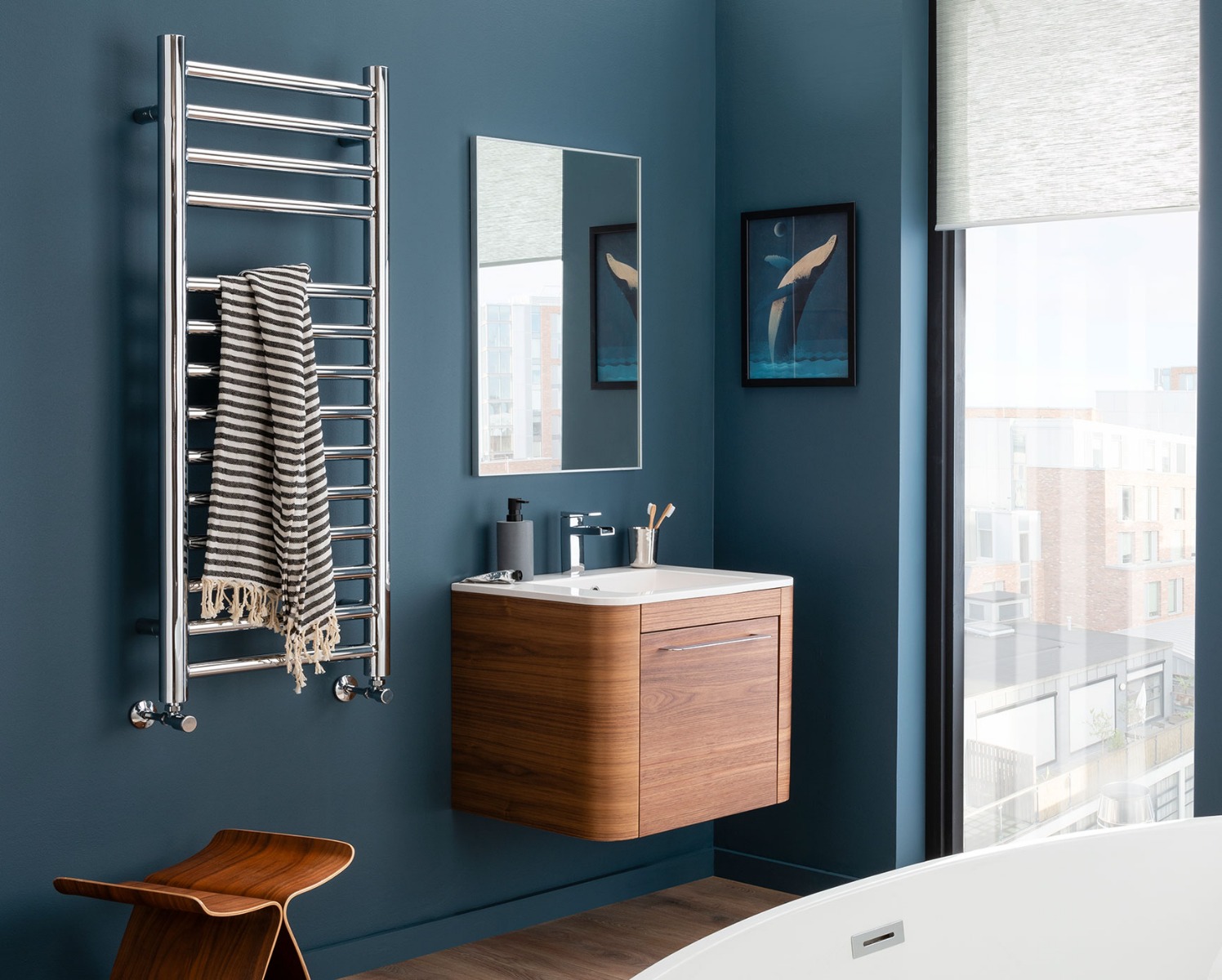 Contemporary Manttra V Towel Rail Dual Energy Only - Chrome 1240x500