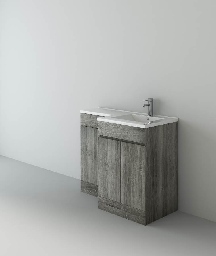 Neptune 1100 Avola Grey L Shape Furniture Set (600 Unit,500 WC, basin Right Hand)