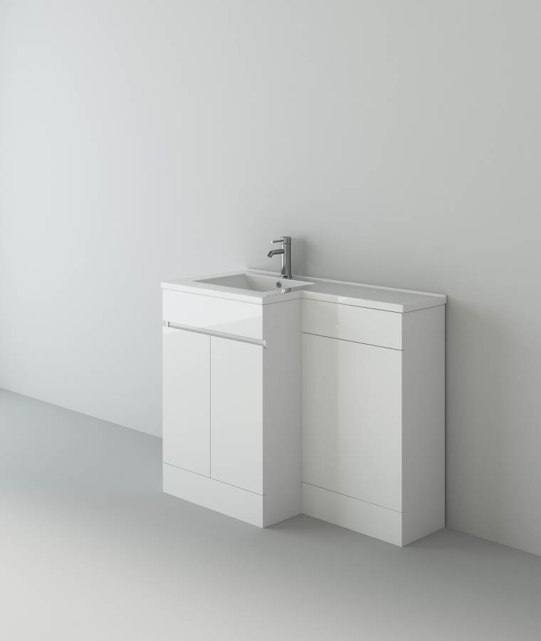 Neptune 1100 White L Shape Furniture Set (600 Unit,500 WC, basin Left Hand)