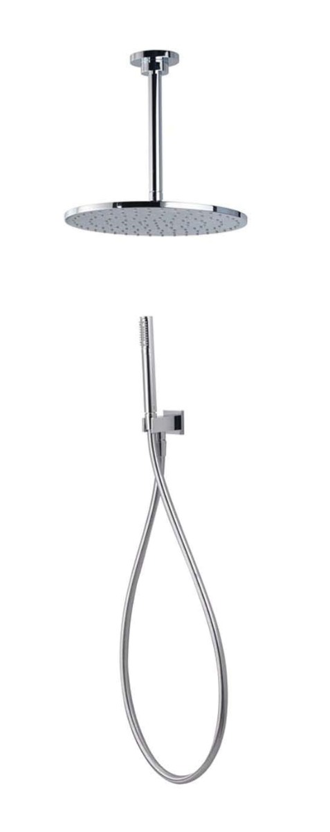 Aqualisa - Slim metal handshower with 250mm Vita round fixed ceiling head