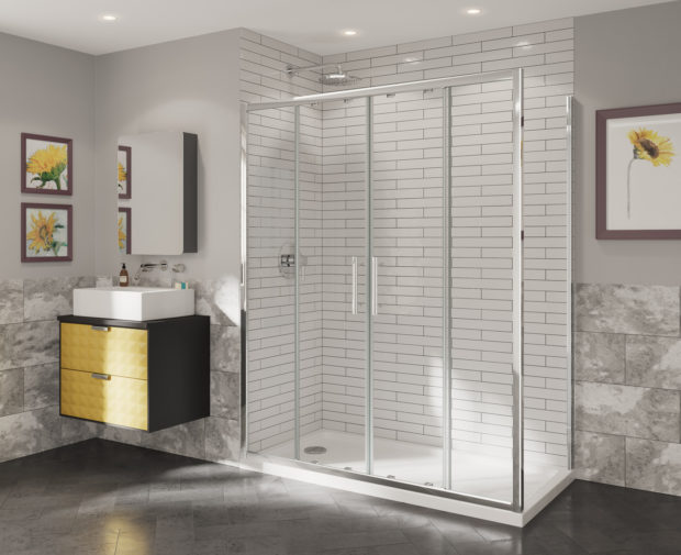 Optima 6 Double Sliding Door 1500 X 1900mm Chrome