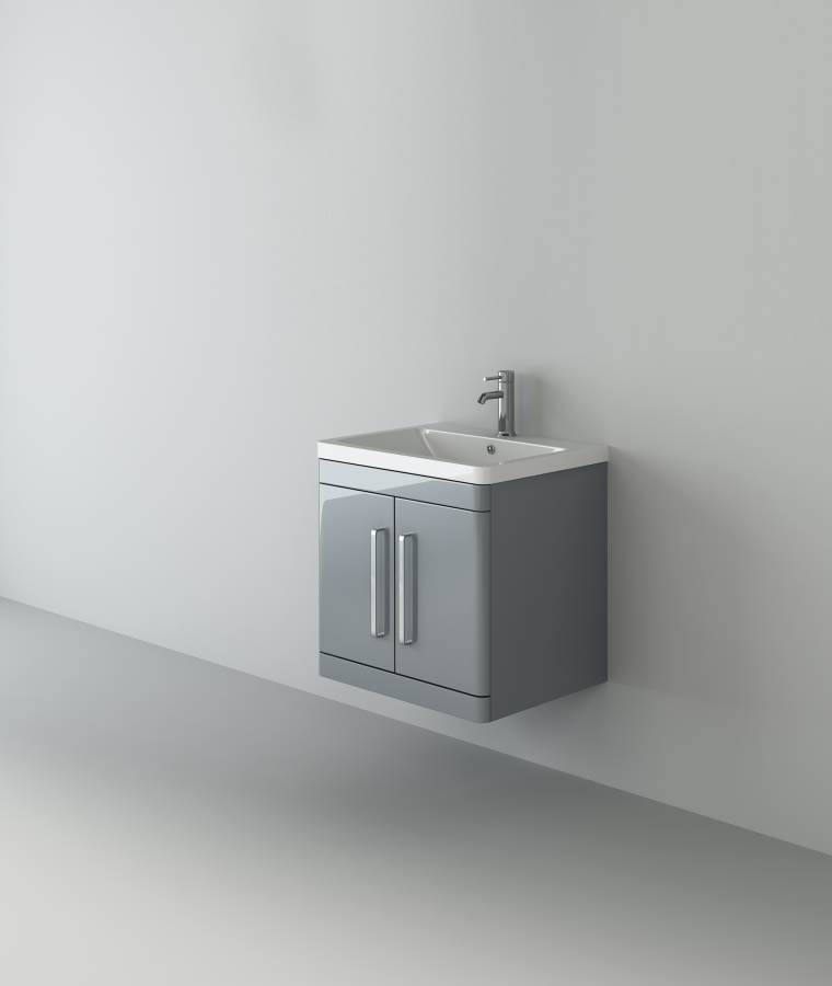Orion 600 Light Grey wall hung 2 door unit and basin