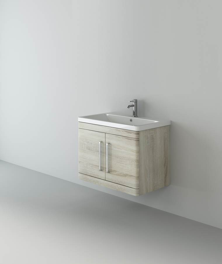 Orion 800 Oak wall hung 2 door unit and basin