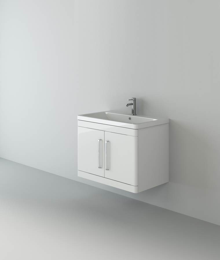 Orion 800 White wall hung 2 door unit and basin