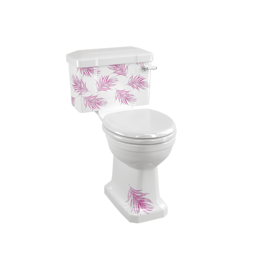 Bespoke Botanical Pink Standard Close Coupled WC with 520 Lever Cistern
