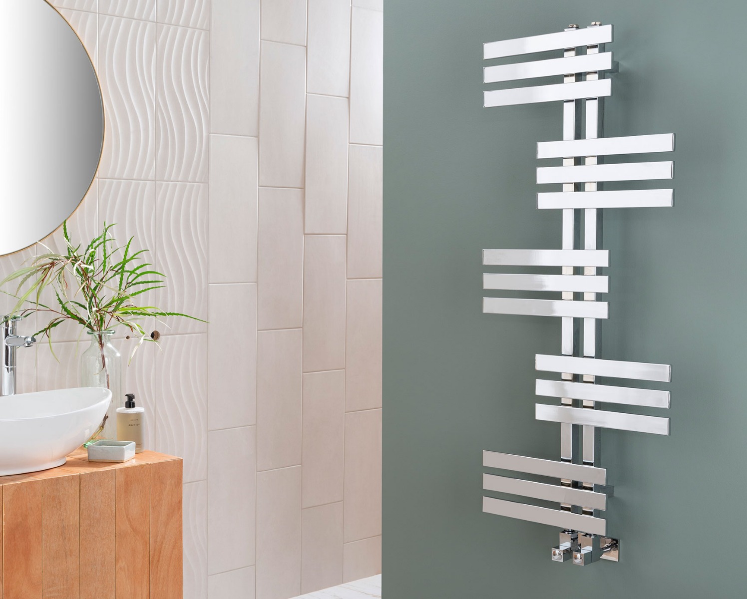 Contemporary Phoenix Towel Rail Dual Energy-Chrome 1200x500