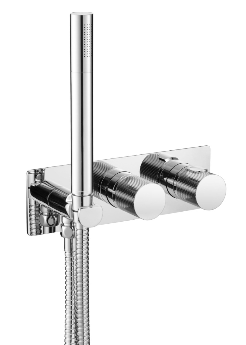 Thermostatic concealed 2 outlet shower valve with attached handset - JTP