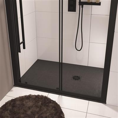 Crossland 1600 x 700mm Rectangular Shower tray with Slate Finish - Black