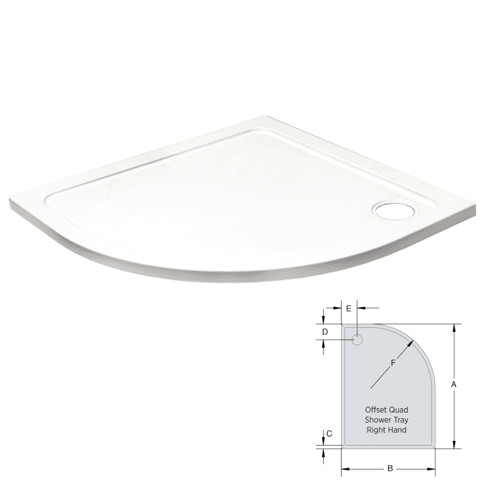 K-Vit 1200 x 800mm RH Offset Quad Low Profile Tray
