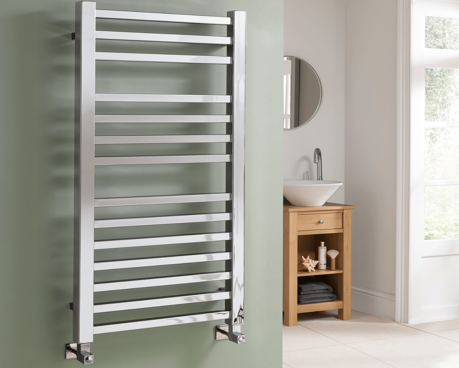 Contemporary Quadrate Towel Rail Electric Only - Chrome 1200x600