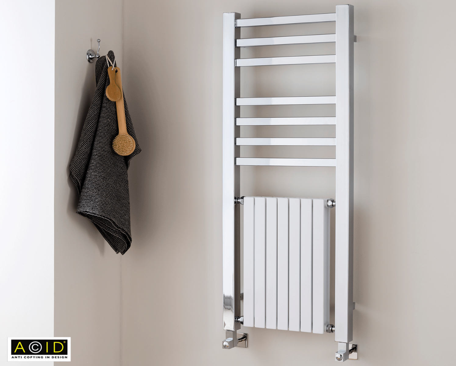 Contemporary Quadrate Harmonique Towel Rail Heating Only - Chrome 1200x500