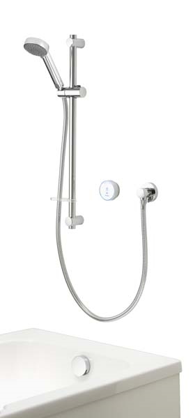Quartz Blue Concealed Shower with Adjustable Head & Overflow Bath Filler - Pumped