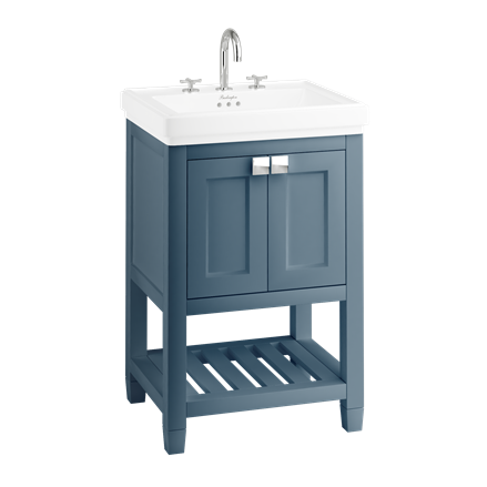 Riviera 580mm Vanity Unit with Riviera 580mm Square Basin - Matt Blue