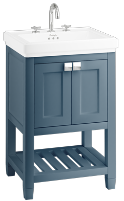 Riviera 580mm Vanity Unit with Riviera 580mm Square Basin-in Blue with 1 tap holes