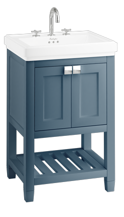 Riviera 580mm Vanity Unit with Riviera 580mm Square Basin-in Blue with 2 tap holes