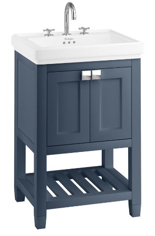 Riviera 580mm Vanity Unit with Riviera 580mm Square Basin in blue with 3 tap holes