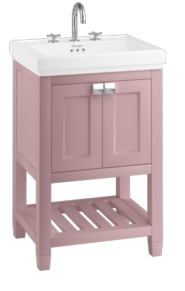 Riviera 580mm Vanity Unit with Riviera 580mm Square Basin-in Pink with 1 tap hole