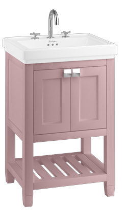 Riviera 580mm Vanity Unit with Riviera 580mm Square Basin-in Pink with 2 tap holes