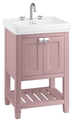 Riviera 580mm Vanity Unit with Riviera 580mm Square Basin-in Pink with 0 tap holes