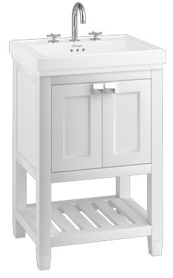 Riviera 580mm Vanity Unit with Riviera 580mm Square Basin-in White with 1 tap holes